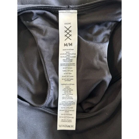 Rhone Revive Longline Black Yoga Work Out Athletic UPF 50+ Bra Tank Medium NWOT - Picture 7 of 8